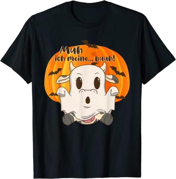 Halloween süße Kuh erschreckt mit muh statt buh Halloween T-Shirt